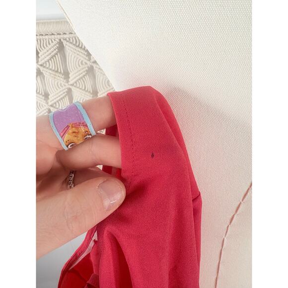 Boden Boho Sleeve Tie Front Blouse Size 10 Coral Pink Hippie Top - Picture 9 of 13